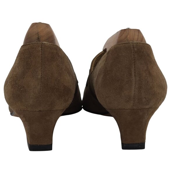 NEW Versani Italian Women's Size 6.5B Brown Suede Dress Heels Loafers Slip-ons - Picture 6 of 9